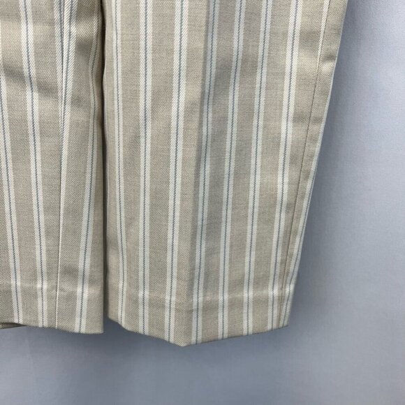 Uniqlo Womens Straight Leg Casual Pants Beige Off White Stripe Pockets 31 New - Picture 8 of 12